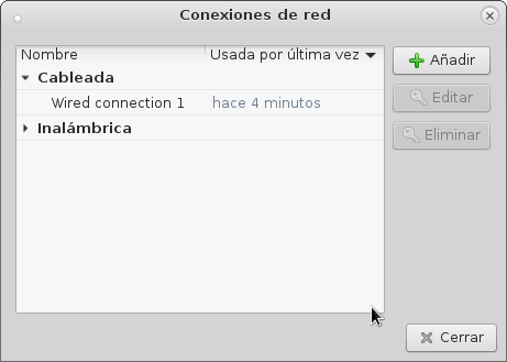 Network Manager con el escritorio MATE Network Manager con el escritorio MATE