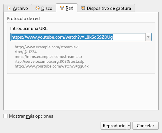 VLC: Abrir ubicación de red