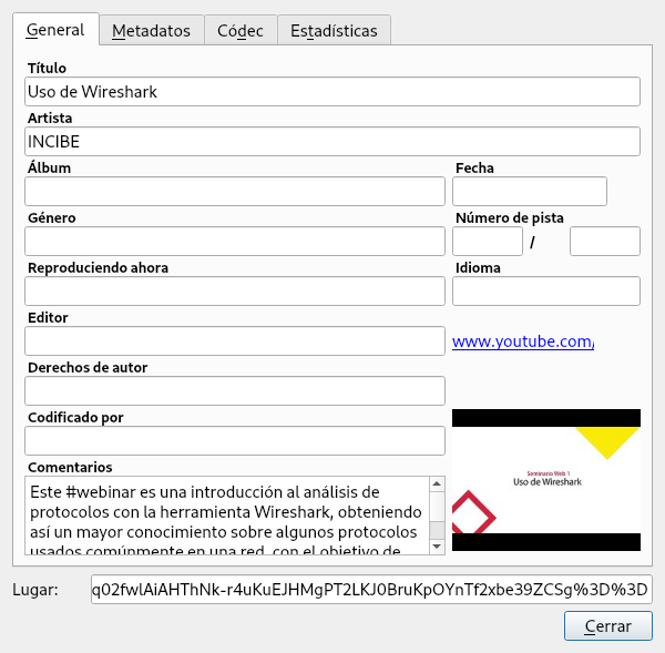 VLC: Información multimedia